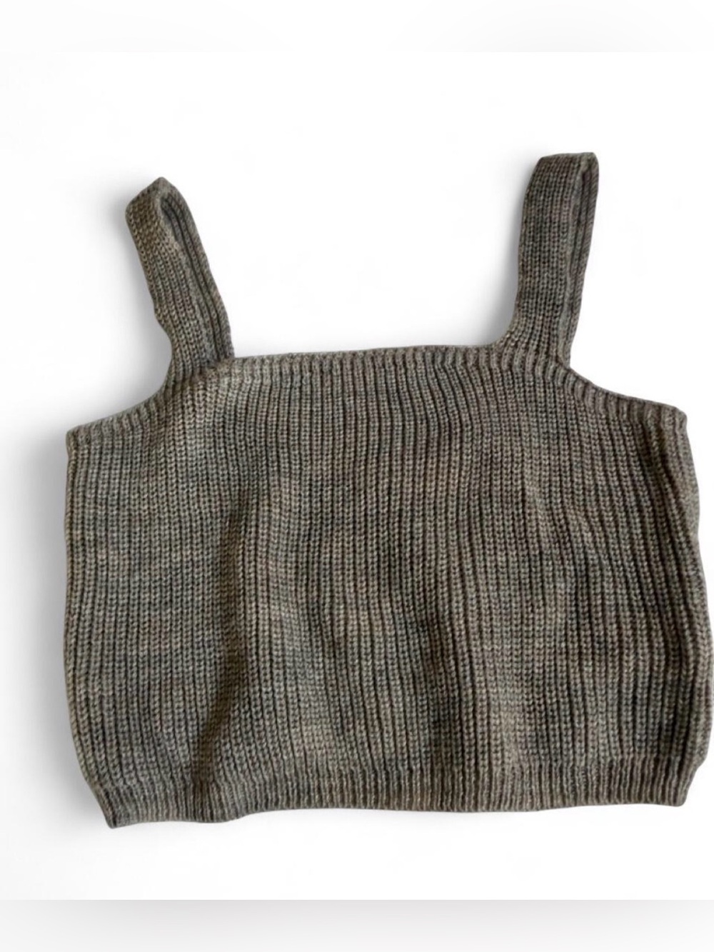 Anthropologie Neutral Ribbed Knit Sweater Tank in Heather Taupe